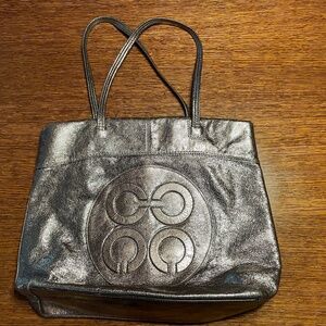 Vintage Coach silver tote bag